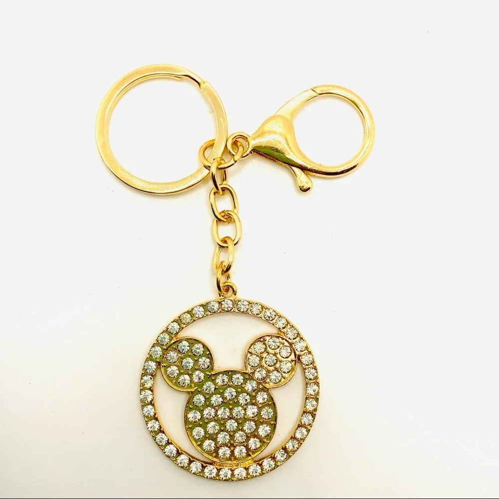 NWT Mickey Mouse Purse Charm Key Chain Crystals set in golden tone. BRAND NEW